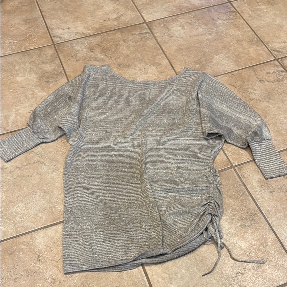 Express Gold and Cream Off-the-Shoulder Sweater with Textured Knit